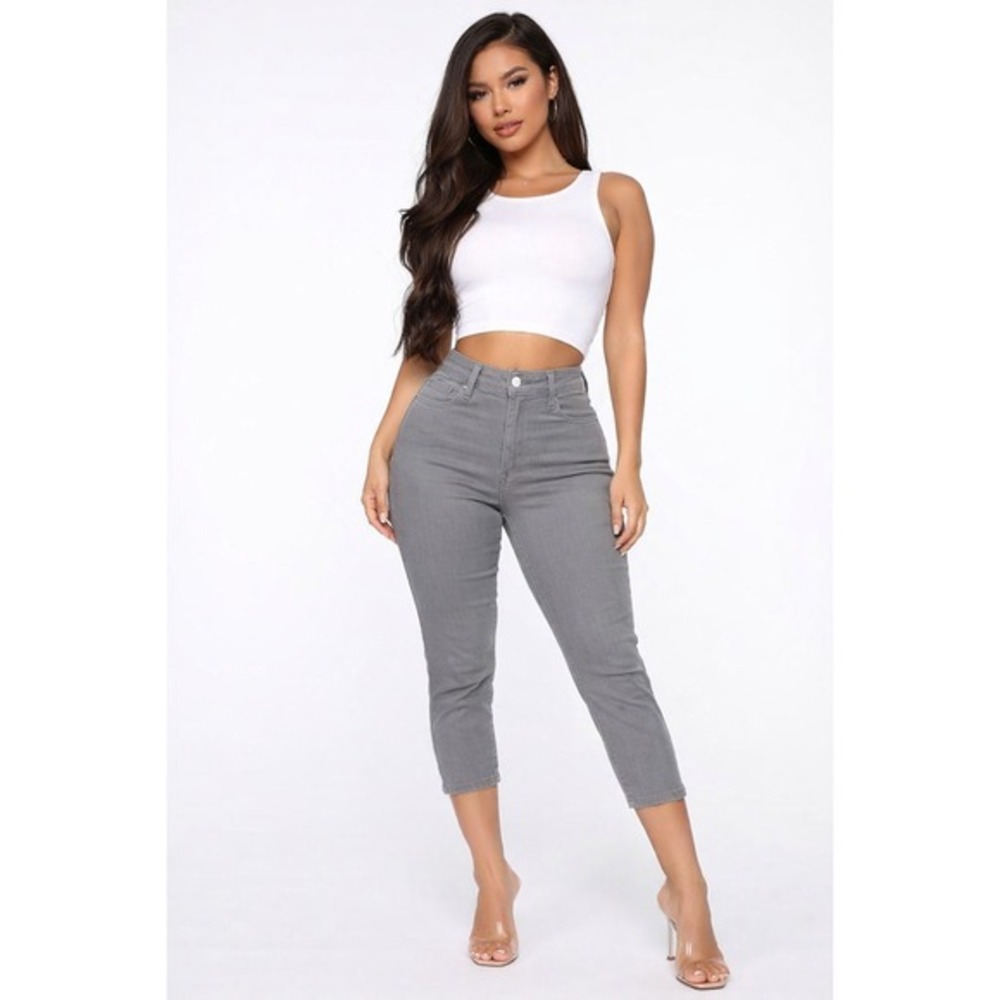 Indigo‎ Six Cropped Skinny Jeans Women 14P Dark Grey NWT